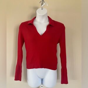 Anthropologie Red Polo Bell Sleeve Sweater.
Size XL.